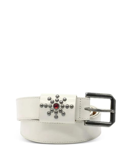 HTC White Studded Leather Belt