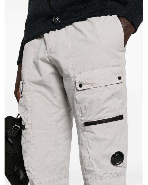 C P Company Gray Mircroreps Cotton Cargo Trousers for men