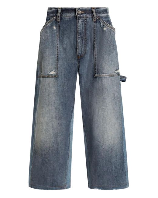 Jeans Crop Con Effetto Vissuto di Dolce & Gabbana in Blue