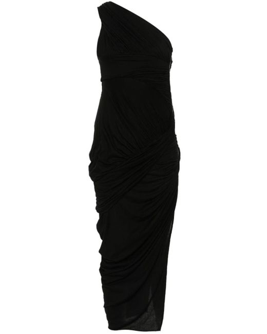 Rick Owens Gedrapeerde Midi-jurk in het Black