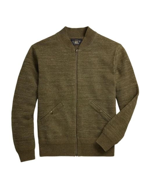 メンズ RRL ジップアップ カーディガン Green