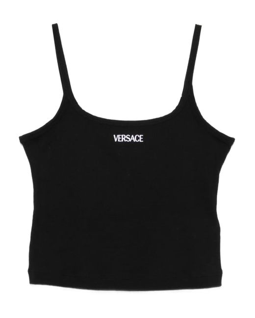 Versace Black Top mit Logo-Stickerei