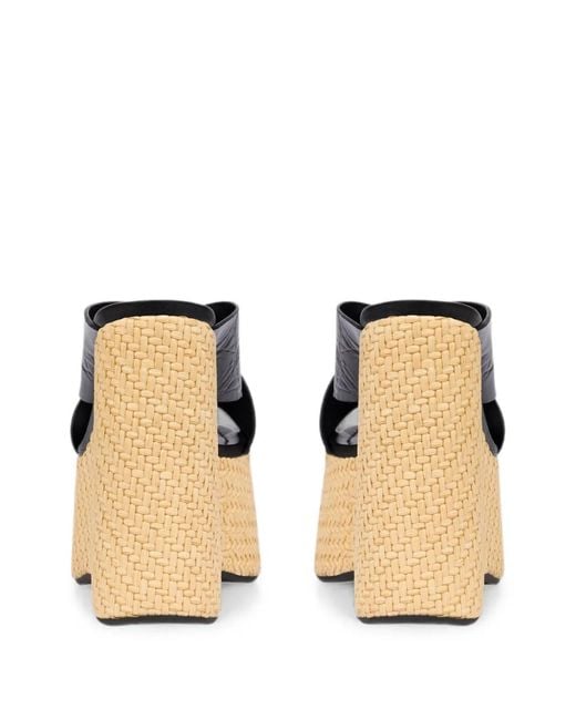 Paris Texas Black Mara Crocodile-Effect Wedge Sandals