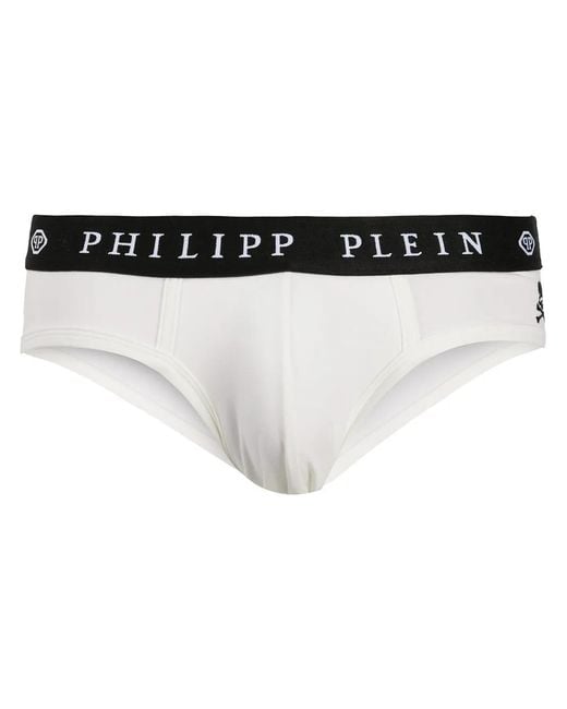 Philipp Plein Black Logo Embroidered Briefs for men