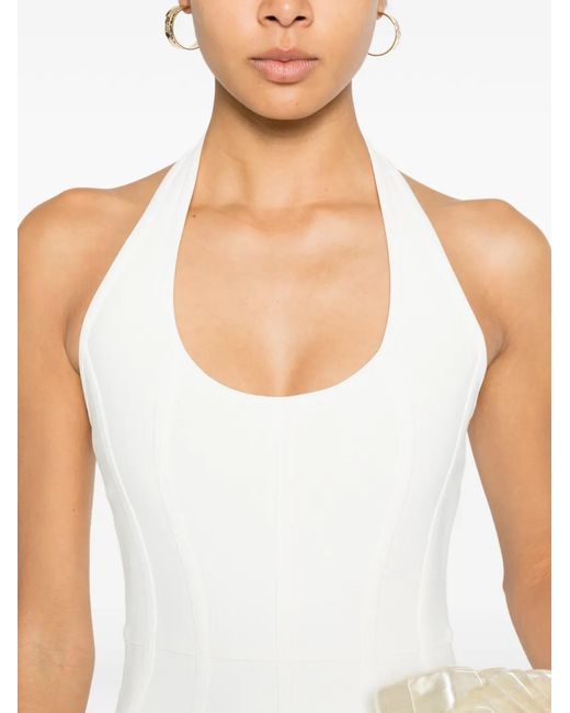 Hervé Léger White Willa Halter-Neck Midi Dress
