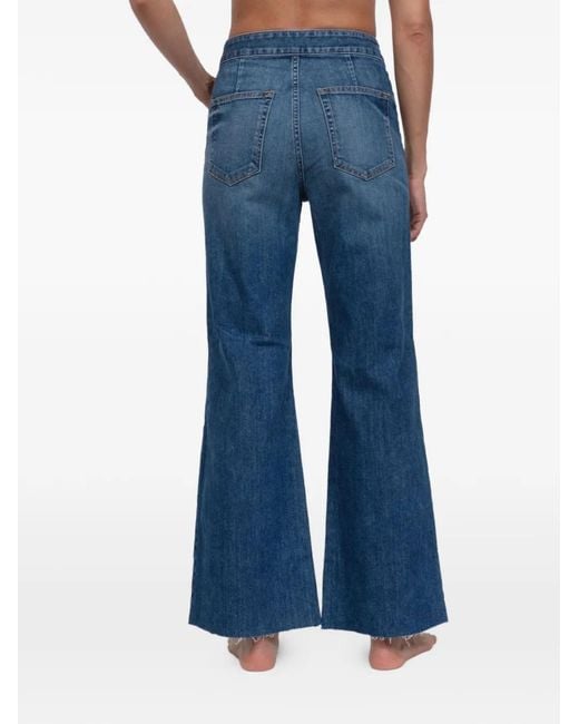 ASKK NY Blue Whiskered Raw-Hem Jeans