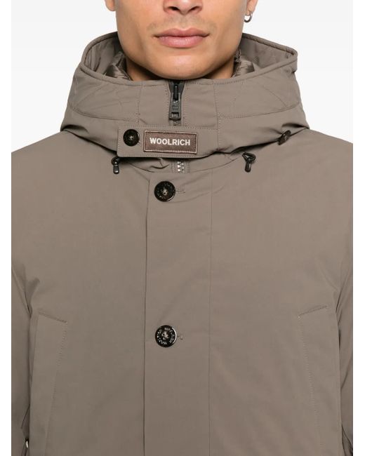 Woolrich Gray Button Hooded Jacket for men