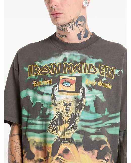 メンズ Represent X Iron Maiden 'Holy Smoke' Tシャツ Gray