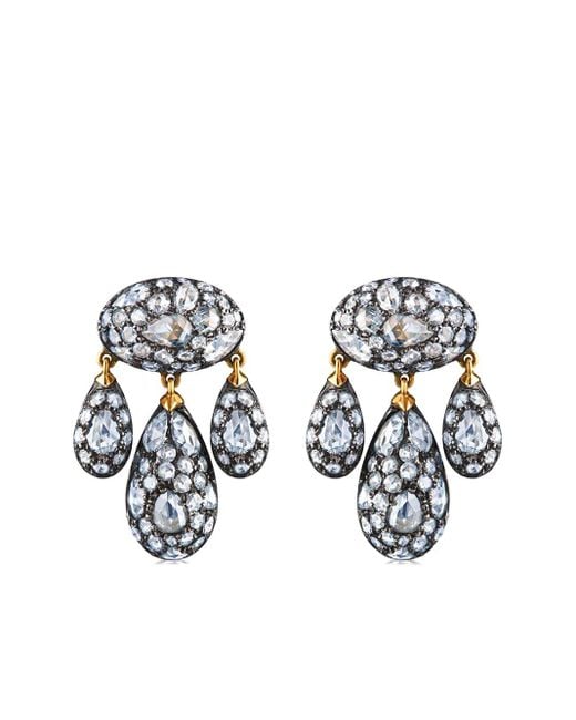 Fred Leighton White 18Kt Diamond Modern Girandole Pendant Earrings