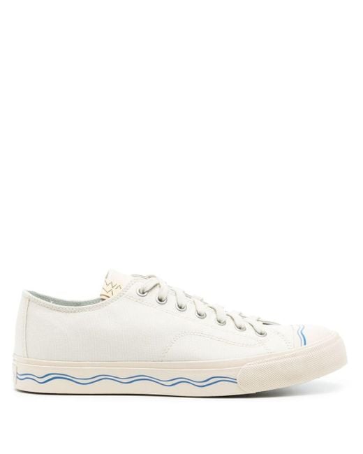 Visvim White Wave-Print Sneakers for men
