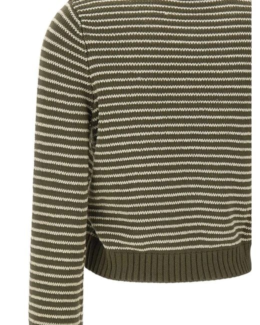 Liu Jo Green Striped-Pattern Sweater