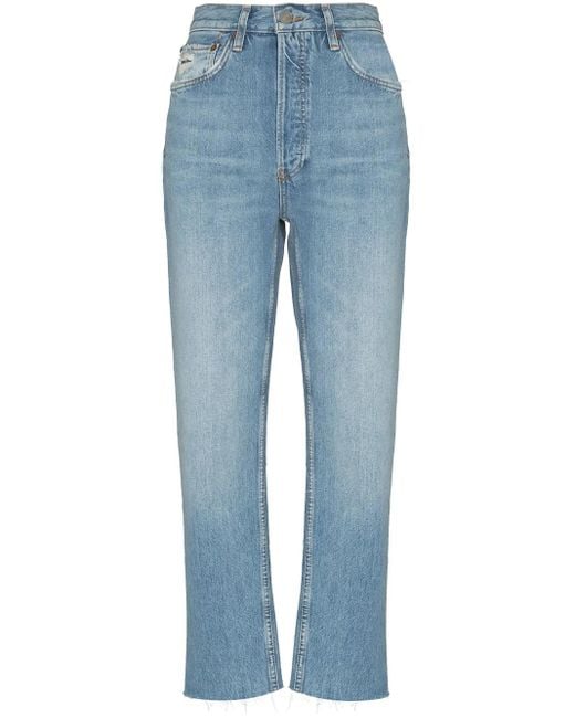 Re/done Blue '70S Stone Pipe Straight-Leg Jeans