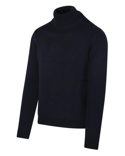 Roberto Collina Blue High-Neck Wool Sweater for men