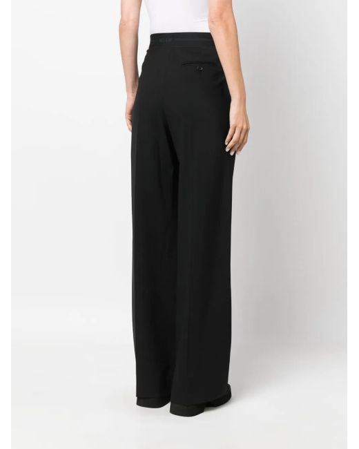 MSGM Pantalon Met Wijde Pijpen in het Black