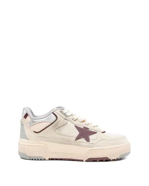 Golden Goose Deluxe Brand White "Forty Two" Nabuk Upper And Toe Rubber Star Laminated Hee