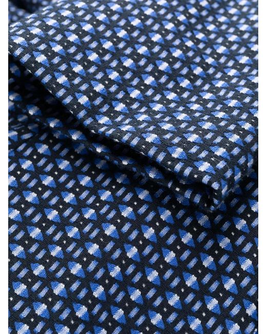 Talbot Runhof Blue Patterned-Jacquard Ruffle Mini Dress