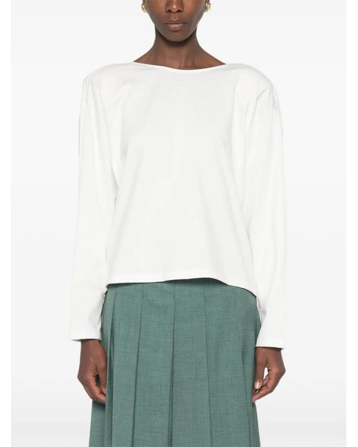 ViCOLO White Draped-Back Blouse