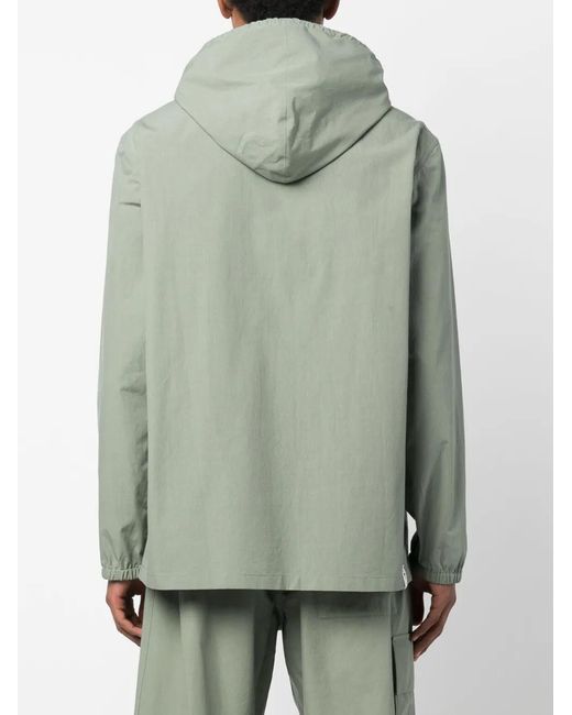 Jil Sander Green Logo-Patch Hooded Shirt Jacket for men