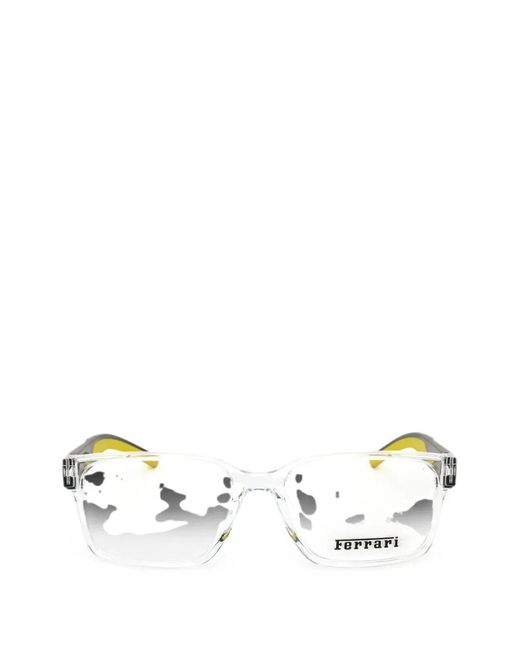 Ferrari White Rectangle-Frame Glasses for men