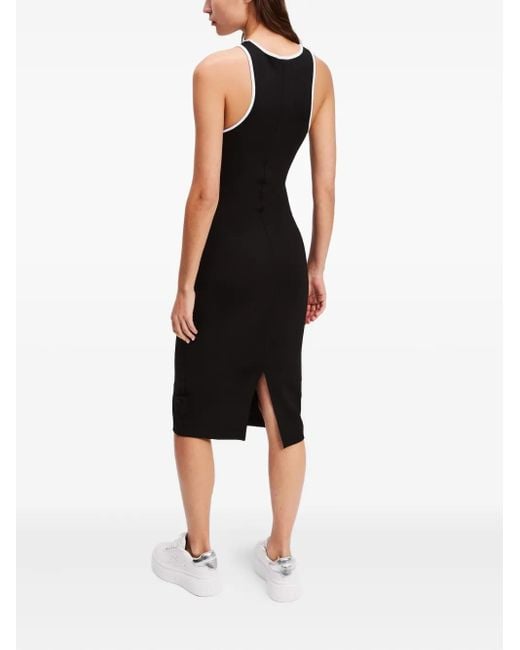 Karl Lagerfeld Black Contrast-Trim Sleeveless Midi Dress