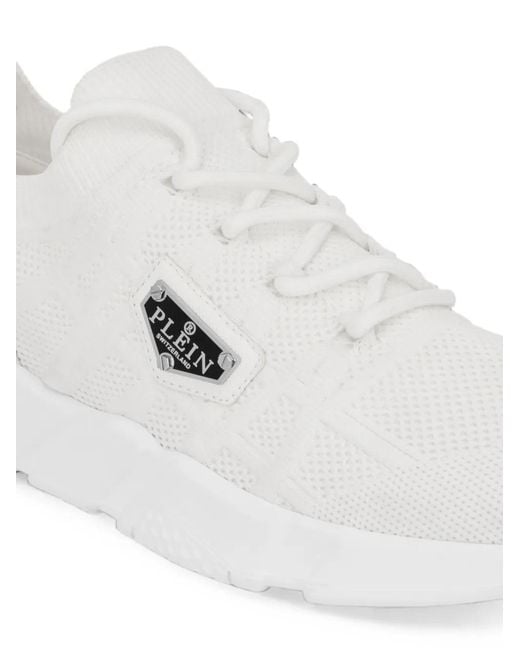 Philipp Plein White Runner Sock Triangle-Placca Sneakers