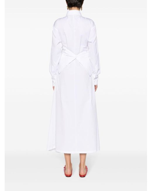 Robe-chemise en popeline à détail de nœud Fabiana Filippi en coloris White