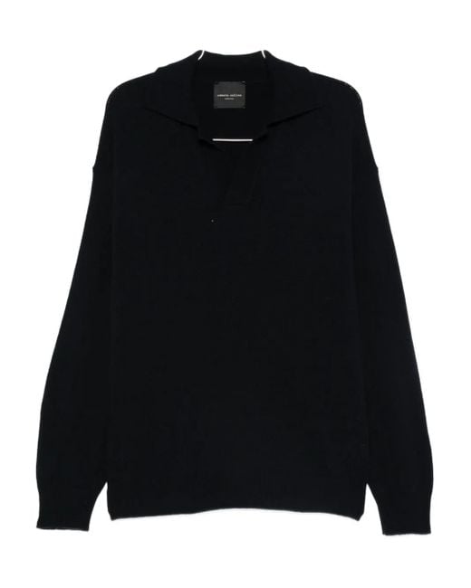 Roberto Collina Black Cashmere-Blend Polo Shirt for men