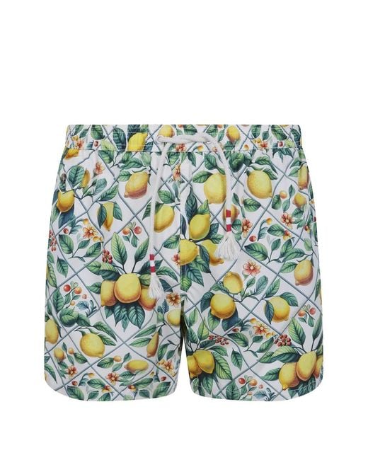 Mc2 Saint Barth Blue Lighting 70 Swim Shorts With Lemon Majolica Print for men