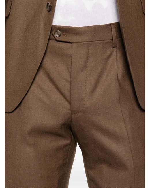 Tagliatore Brown Peak-Lapels Single-Breasted Suit for men