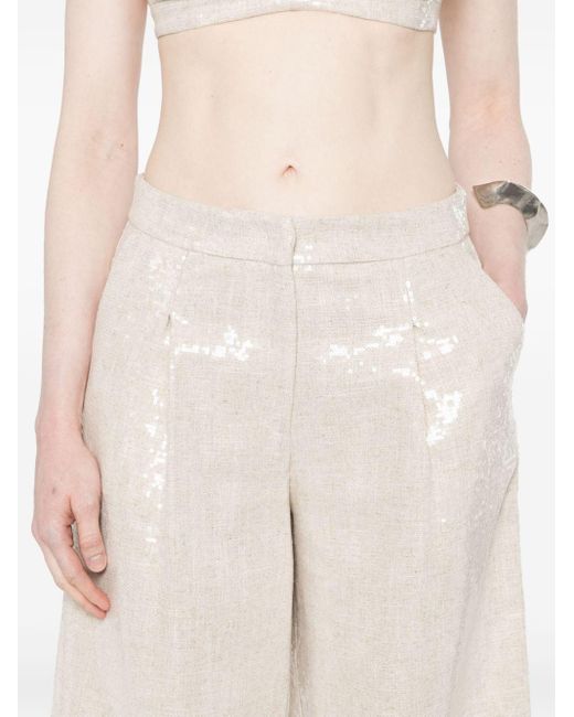 Pantalones palazzo con lentejuelas FEDERICA TOSI de color White