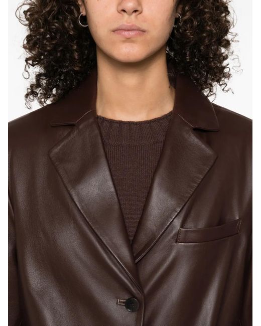 Loulou de Saison Brown Aldo Three-Button Leather Jacket