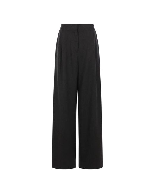 Dusan Black Pleated Wide-Leg Trousers