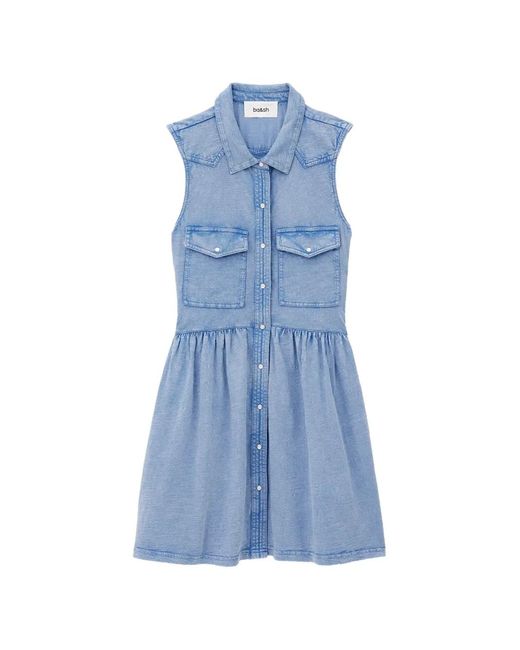 Ba&sh Blue Ilona Sleeveless Gathered-Waist Dress