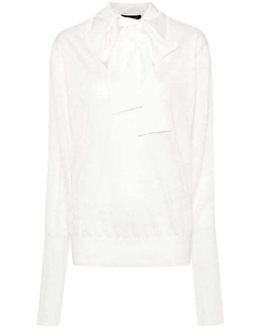 Fabiana Filippi White Relaxed Fit Knitwear With Deep V-Neck