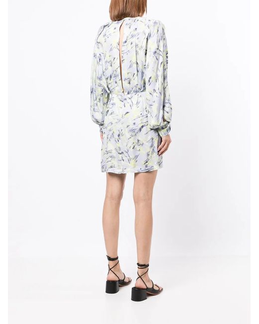IRO White Kardes Feather-Print Mini Dress
