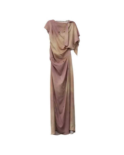 YANGKEHAN Natural Draped Maxi Silk Dress