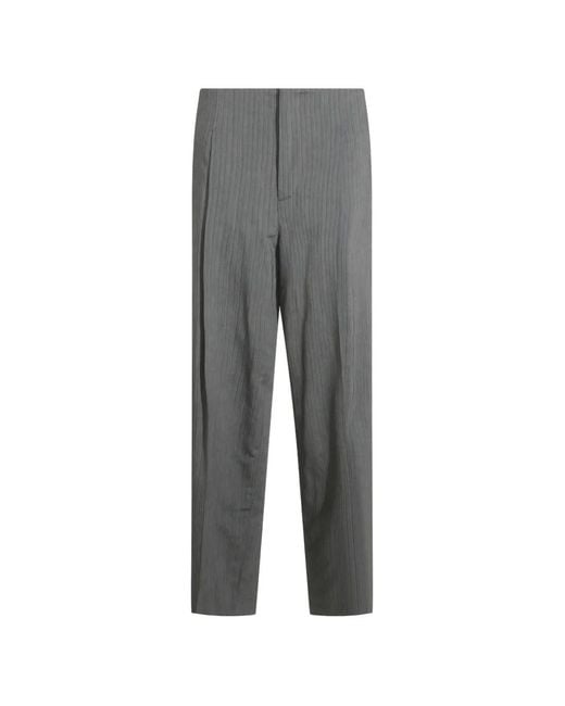 Alberta Ferretti Gray Herringbone-Pattern Pleated Trousers