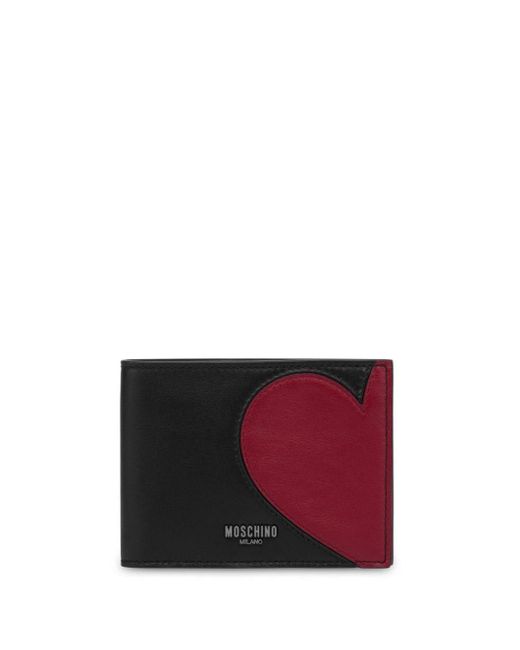 Moschino Red Heart-motif Leather Wallet for men