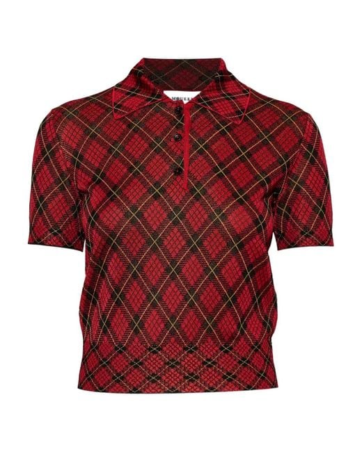 McQueen Red Argyle Button Polo Top