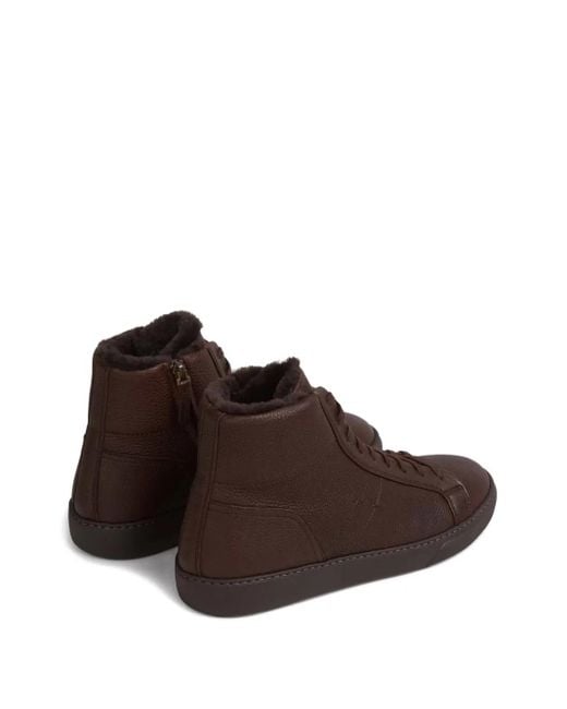 Henderson Brown Boris Leather High-Top Sneakers for men