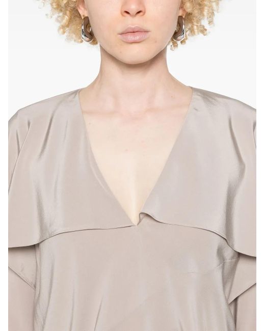 Helmut Lang White Silk Georgette Scarf Blouse