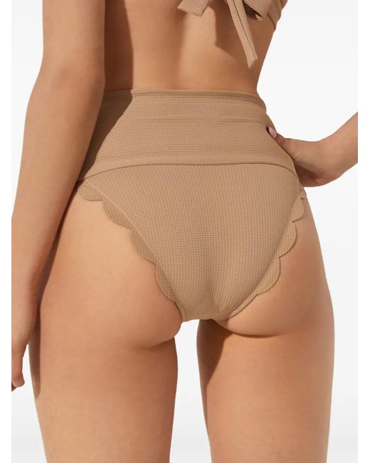 Marysia Swim Natural Santa Clara Scallop-Hem Bikini Bottoms