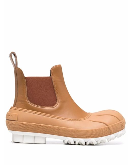 Stella McCartney Brown Elasticated-Panel Ankle Boots