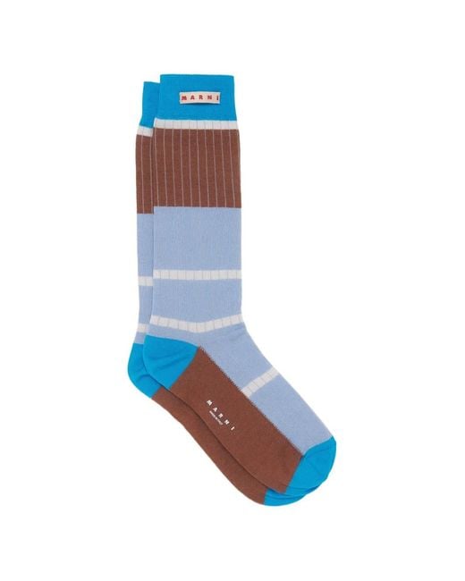 Marni Geribbelde Sokken Met Colourblocking in het Blue