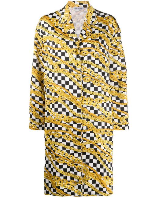 Balenciaga Yellow Karierter Mantel mit Print