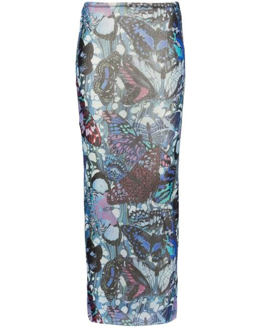 Jean Paul Gaultier Blue The Butterfly Pencil Skirt
