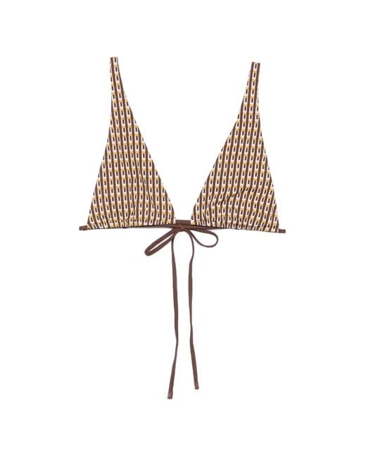 Sir White Geometric-Print Bikini Top