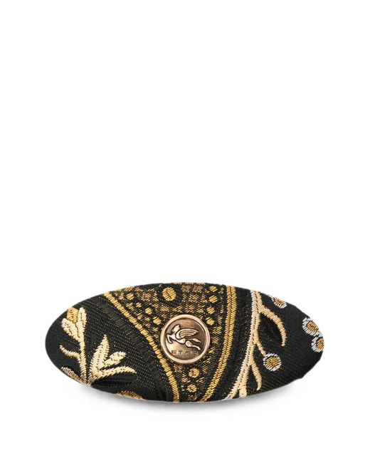 Etro Black Pegasus Jacquard-Woven Hair Clip