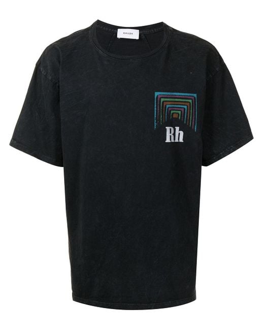 Rhude Black Hardcore Happiness Print T-shirt for men