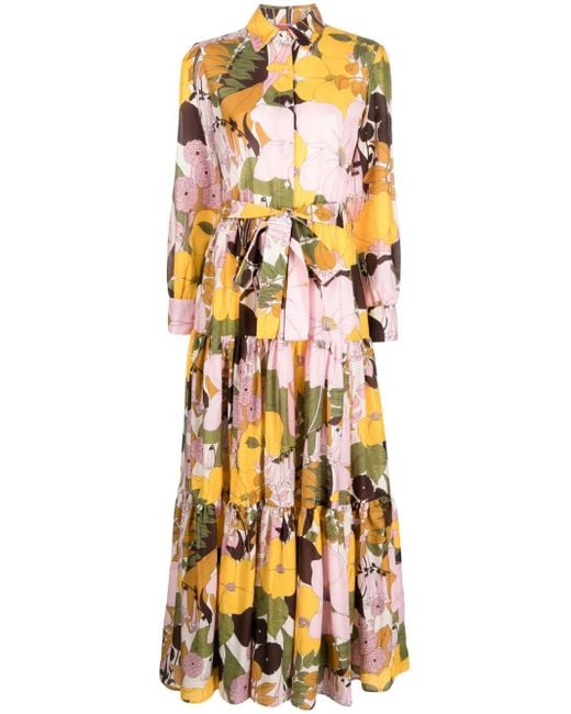 LaDoubleJ Metallic Bellini Floral-Print Shirtdress